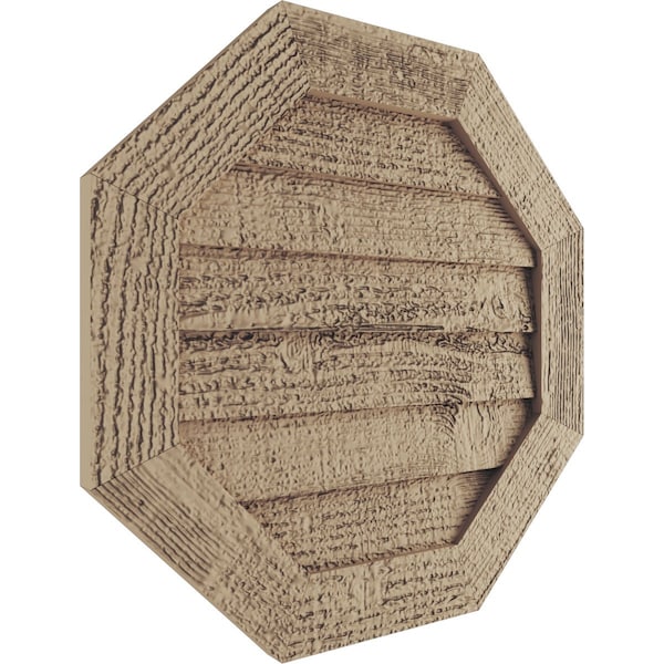 Timberthane Rough Sawn Octagonal Faux Wood Non-Functional Gable Vent, Primed Tan, 21W X 21H